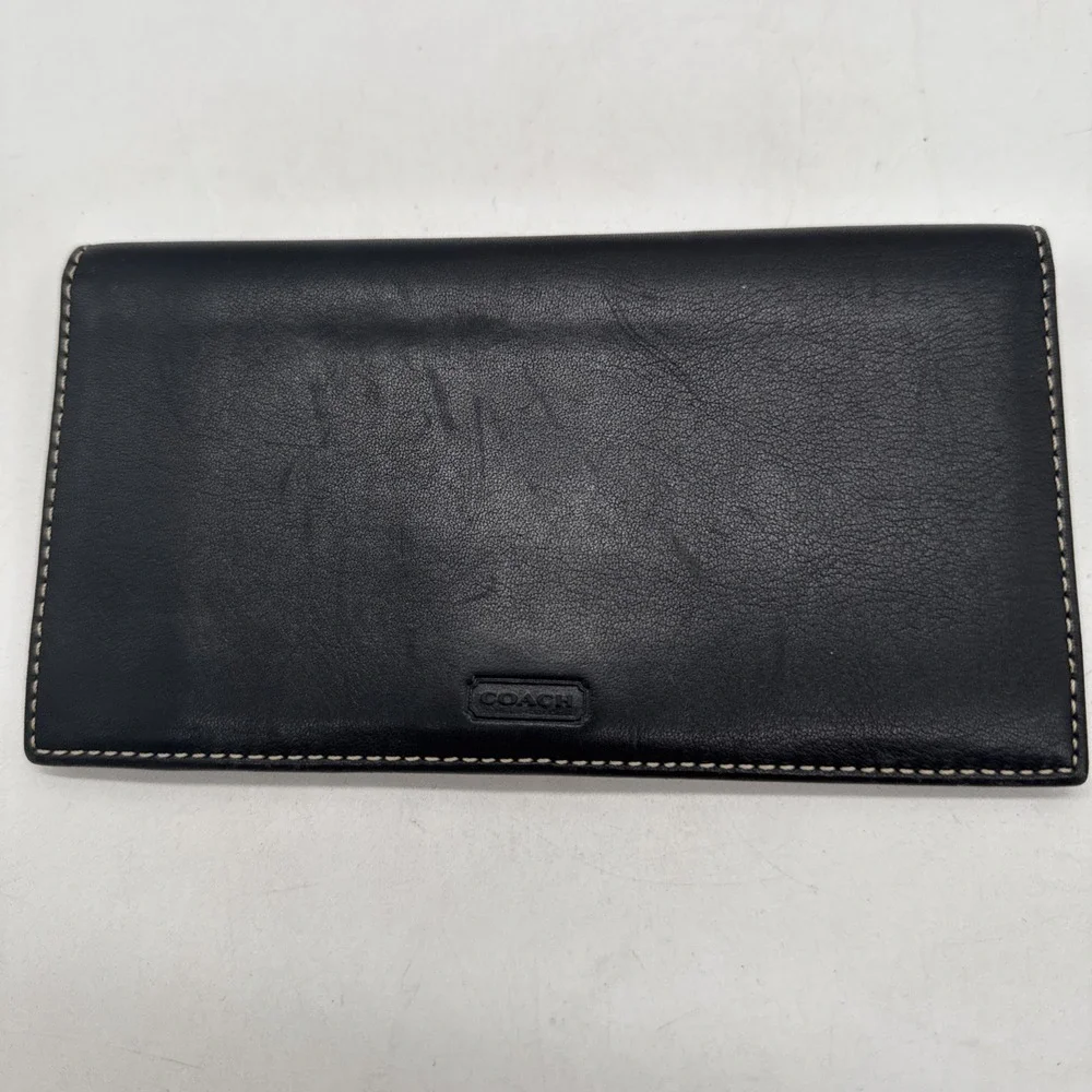 Coach Black Leather Checkbook Cover Vintage